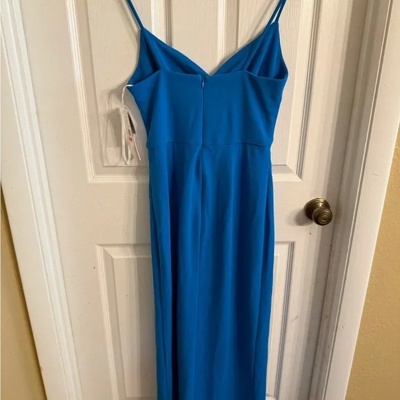 Aqua Vibrant Blue Cut-Out Maxi Dress Stretchy SZ 6 NWT - Picture 3 of 5